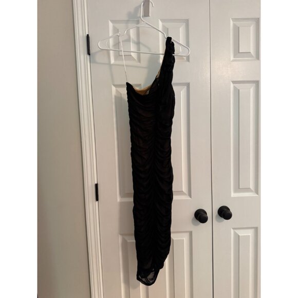 Lulus Black Ruched One-shoulder Bodycon Dress - Size L - Picture 5 of 7
